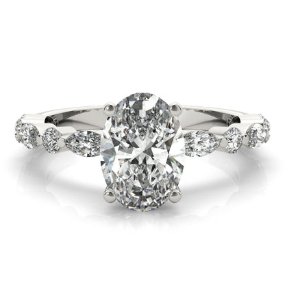 1.50 CT Oval Shaped Moissanite Engagement Ring In Pave Design