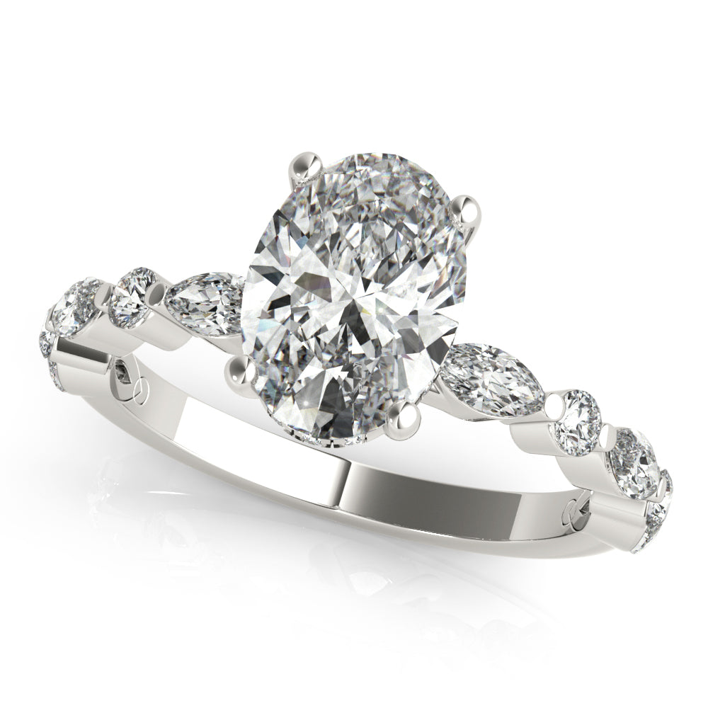 1.50 CT Oval Shaped Moissanite Engagement Ring In Pave Design