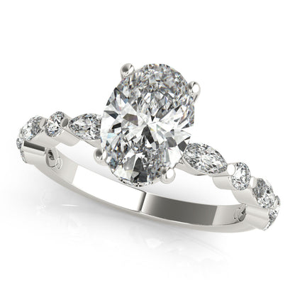 1.50 CT Oval Shaped Moissanite Engagement Ring In Pave Design