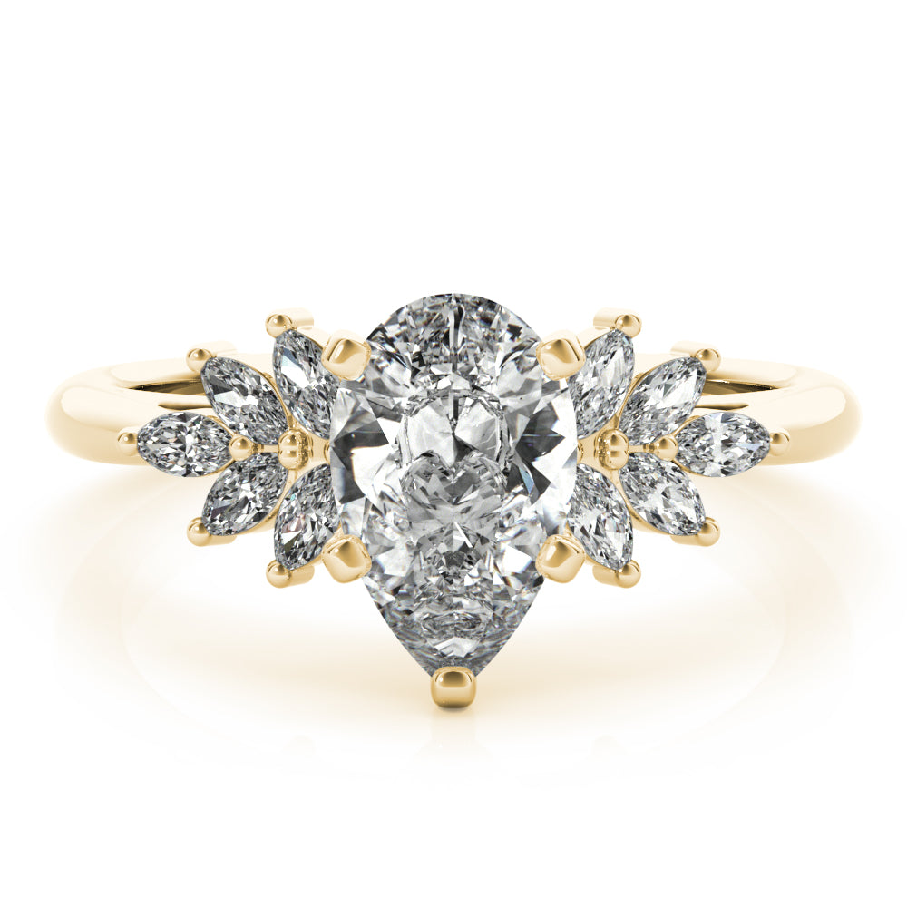 2 CT Pear Shaped Moissanite Engagement Ring In Cluster Design