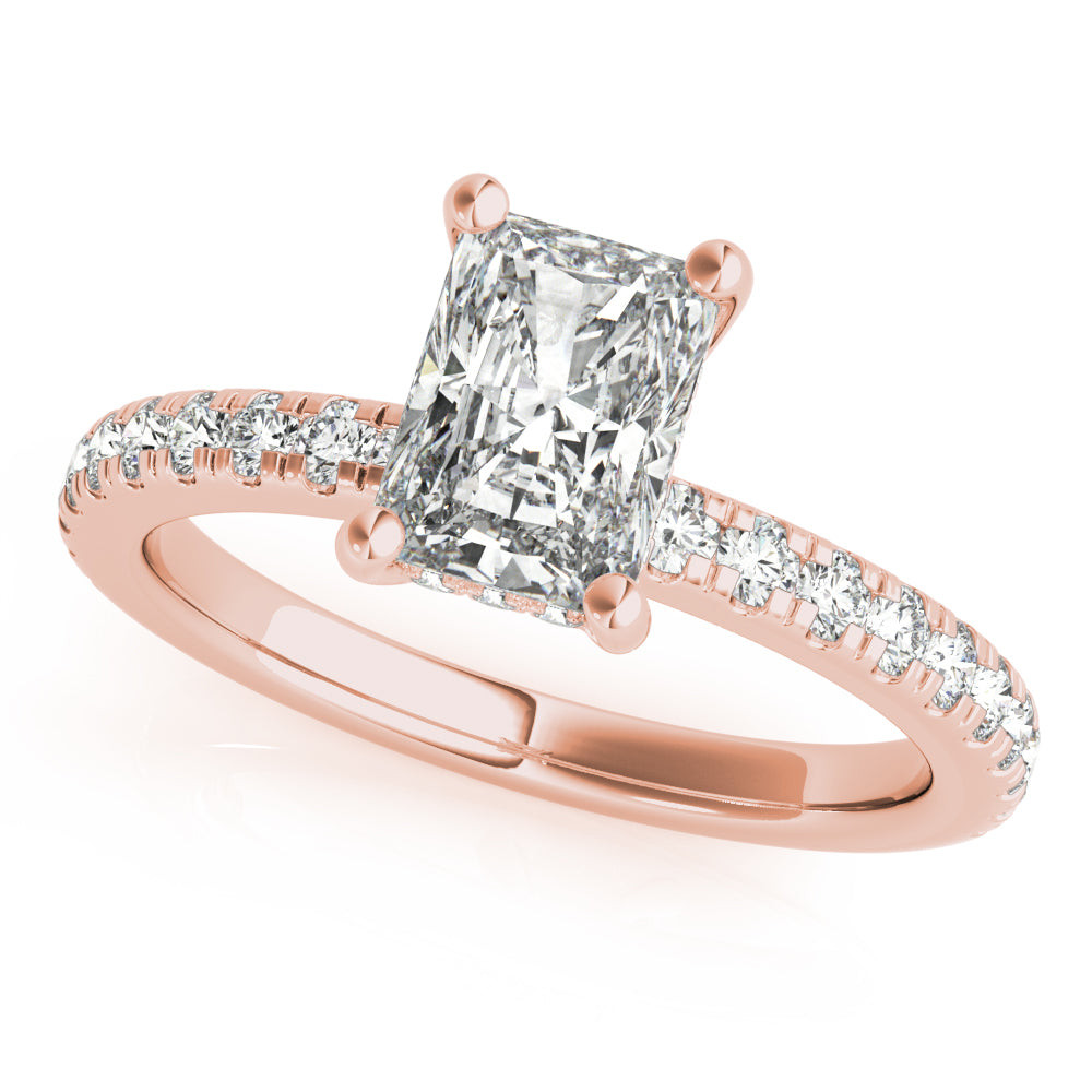 1 CT Radiant Shaped Moissanite Engagement Ring In Halo Design