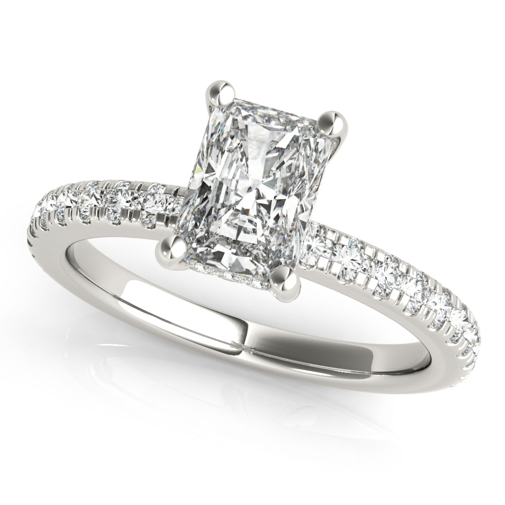 1 CT Radiant Shaped Moissanite Engagement Ring In Halo Design