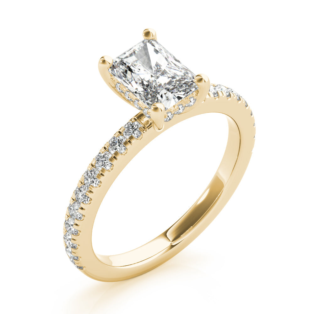 1 CT Radiant Shaped Moissanite Engagement Ring In Halo Design