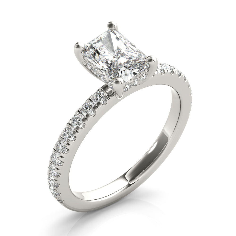 1 CT Radiant Shaped Moissanite Engagement Ring In Halo Design