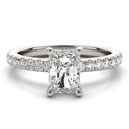 1 CT Radiant Shaped Moissanite Engagement Ring In Halo Design