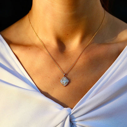 1.25 Carats Oval Cut Moissanite Necklace With Halo