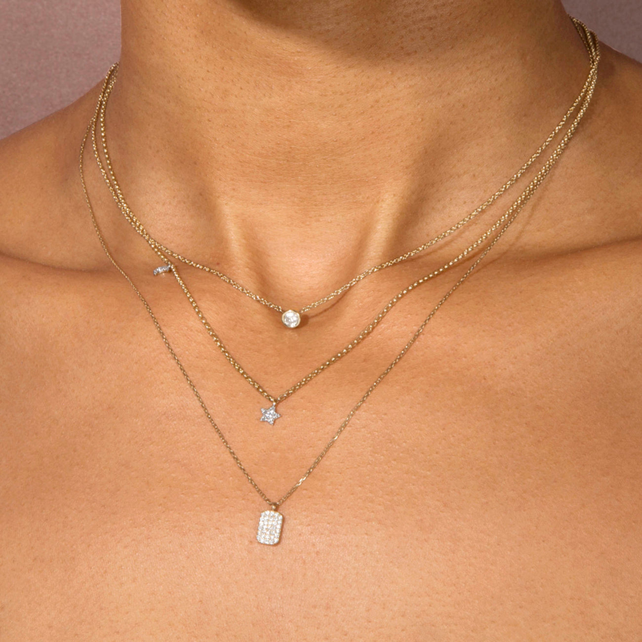 0.16 Carats Round Shape Moissanite Tagged Necklace