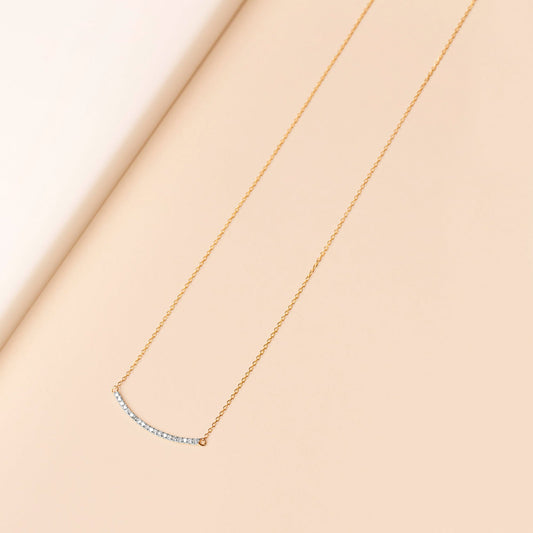 Curve Bar 0.20 Carats Round Shape Moissanite Necklace