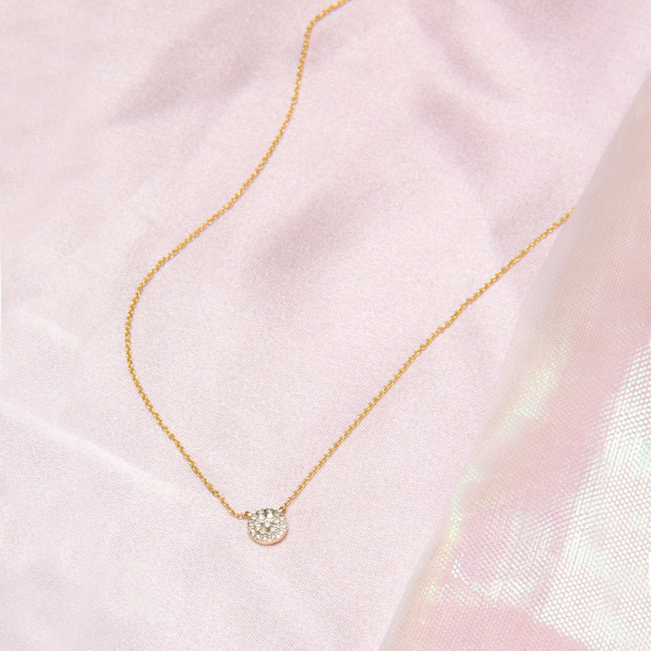 0.10 Carats Round Shape Moissanite Halo Necklace