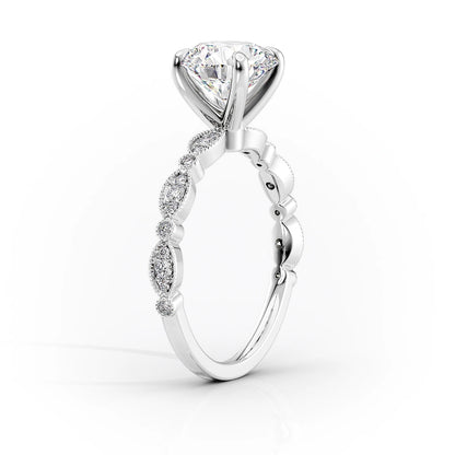 2.0 CT Round Moissanite Milgrain Pave Setting Engagement Ring - farrellouise