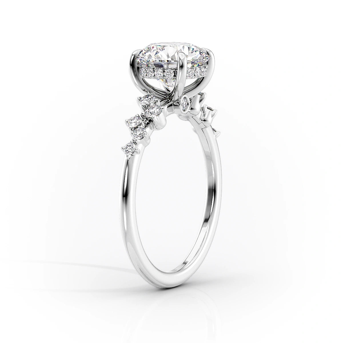 3.0 CT Radiant Moissanite Cluster Hidden Halo Engagement Ring - farrellouise