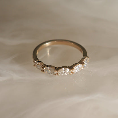 East West Wedding Band Featuring 1.0 TCW Marquise Moissanite