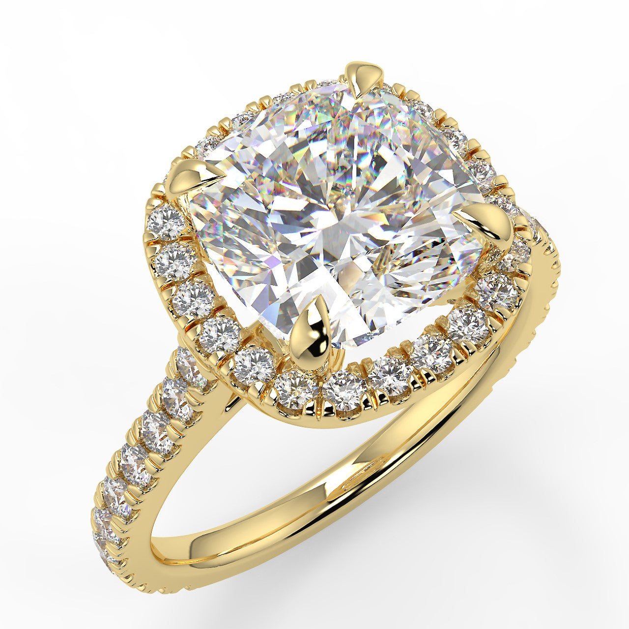 2.15 CT Cushion Moissanite Halo Engagement Ring - farrellouise