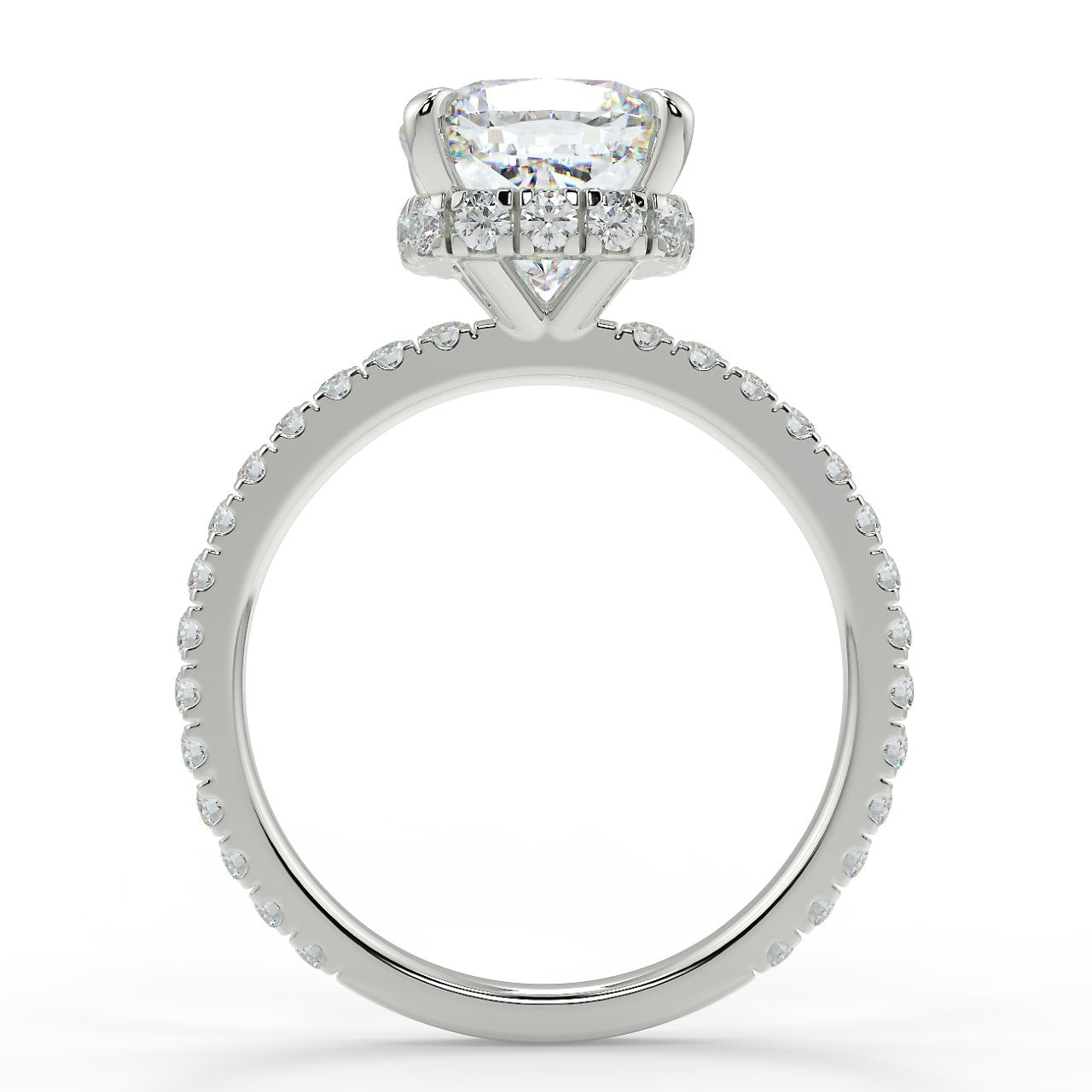 2.15 CT Cushion Moissanite Hidden Halo Pave Setting Engagement Ring - farrellouise