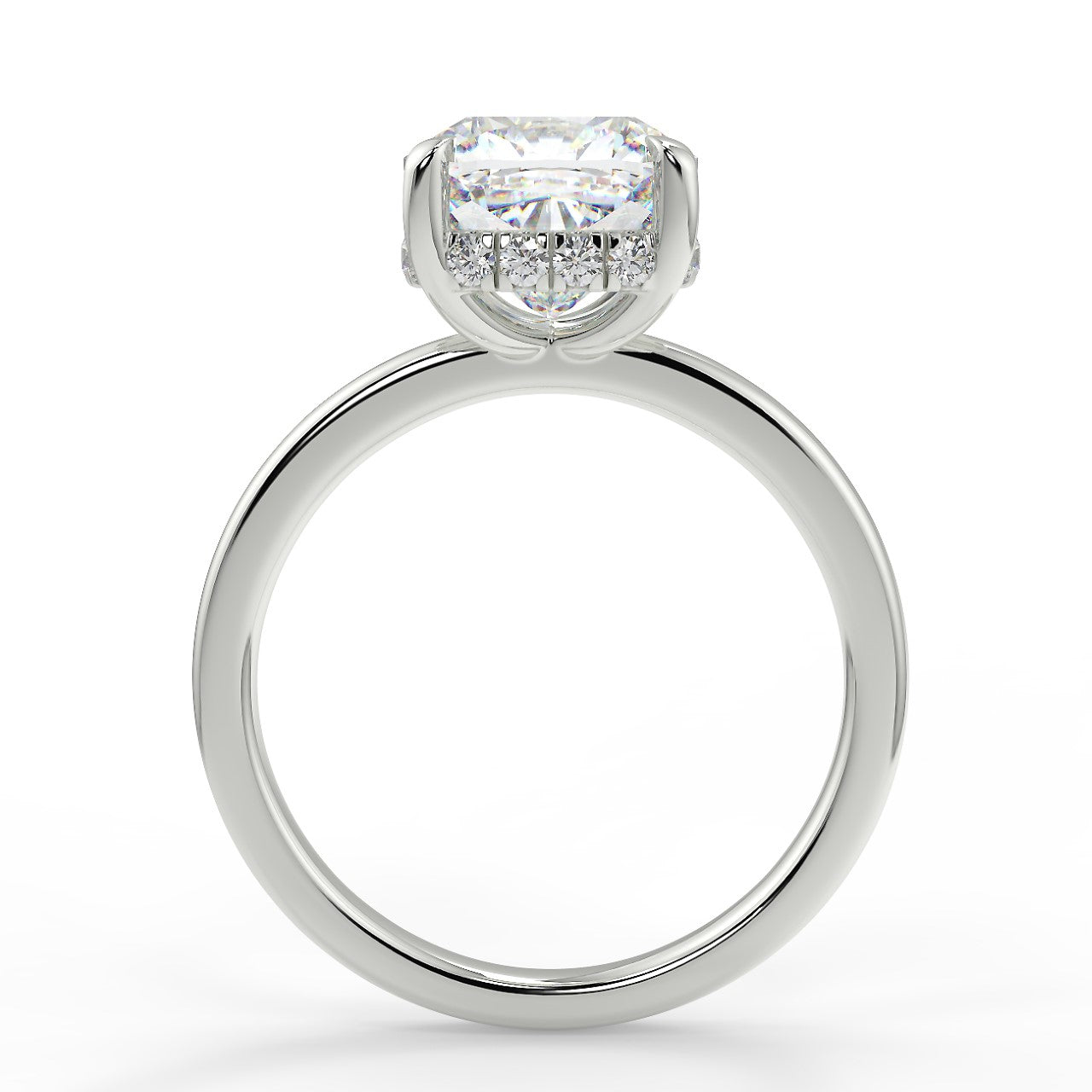 2.15 CT Cushion Moissanite Hidden Halo Engagement Ring - farrellouise