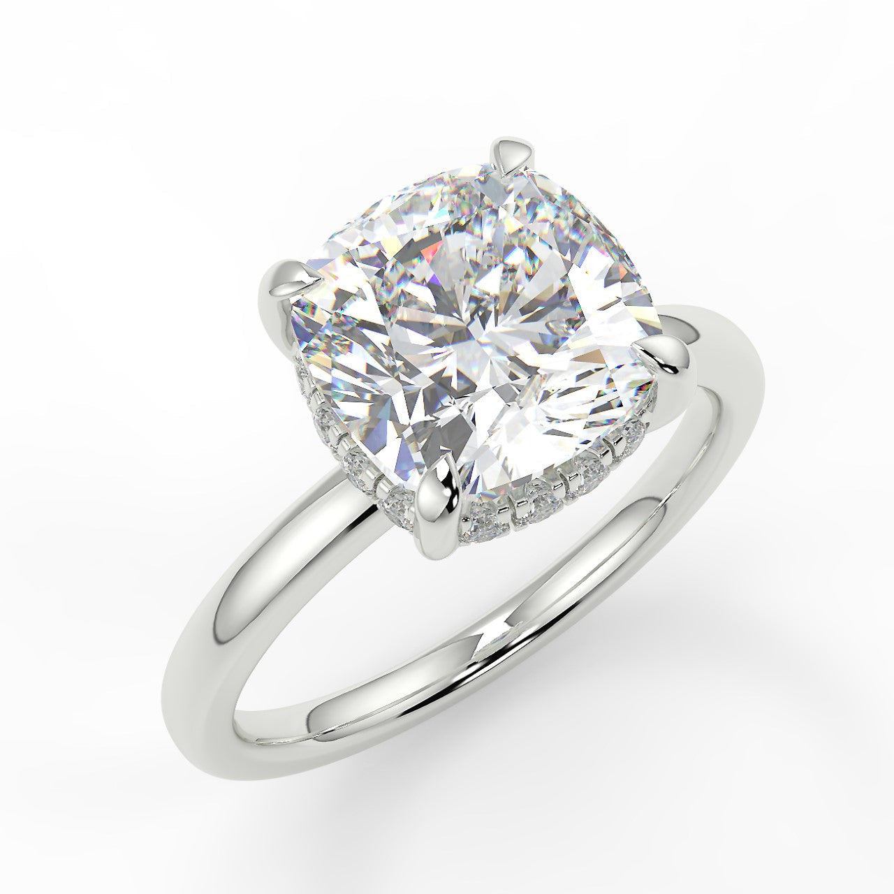 2.15 CT Cushion Moissanite Hidden Halo Engagement Ring - farrellouise