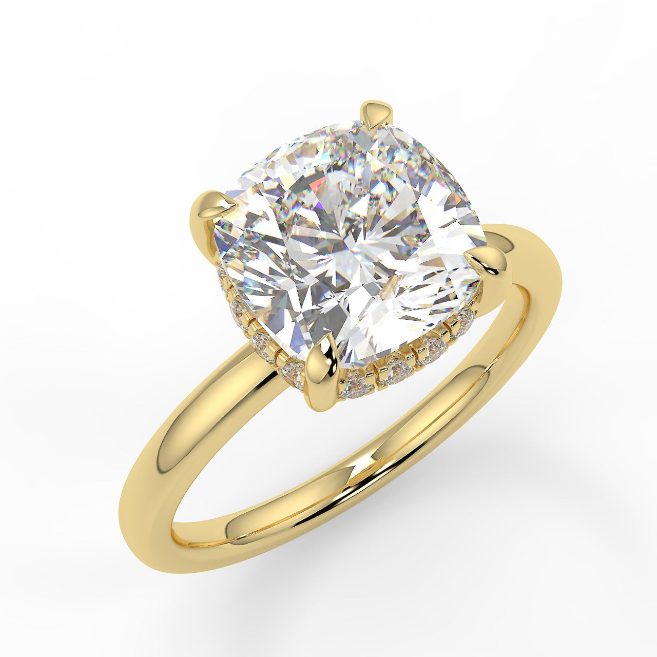 2.15 CT Cushion Moissanite Hidden Halo Engagement Ring - farrellouise