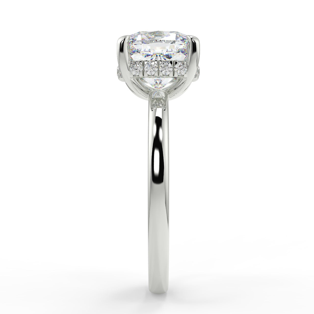 2.15 CT Cushion Moissanite Hidden Halo Engagement Ring - farrellouise