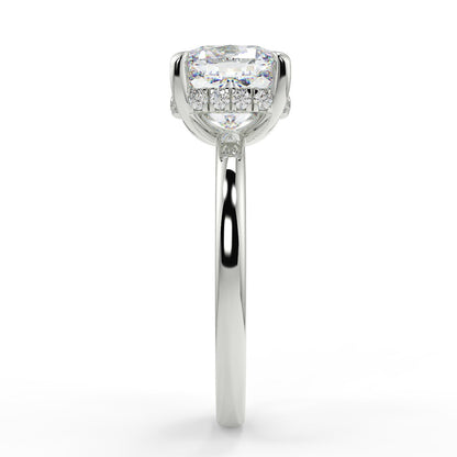 2.15 CT Cushion Moissanite Hidden Halo Engagement Ring - farrellouise