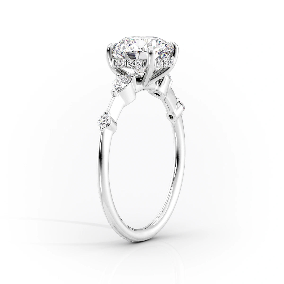 1.50 CT Round Moissanite Hidden Halo Engagement Ring - farrellouise