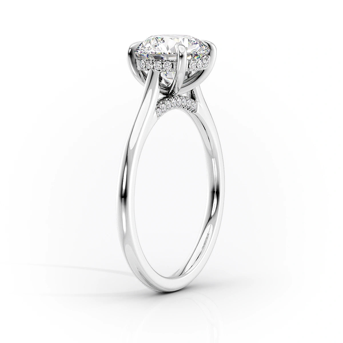 1.50 CT Round Moissanite Hidden Halo Engagement Ring - farrellouise