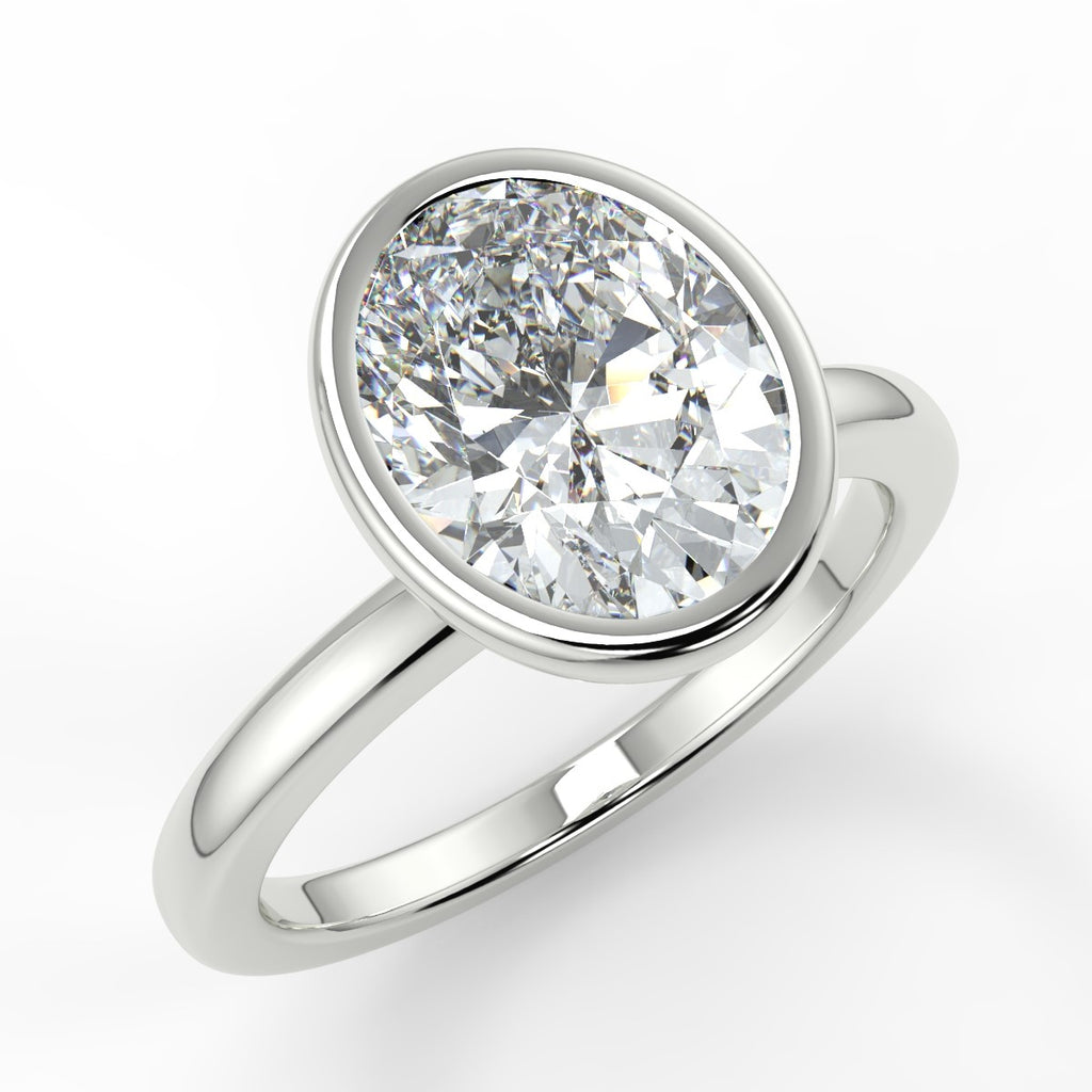 1.91 CT Oval Moissanite Bezel Engagement Ring - farrellouise