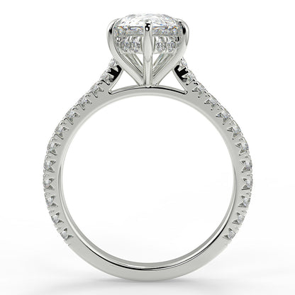 1.33 CT Pear Moissanite Hidden Halo Pave Setting Engagement Ring - farrellouise