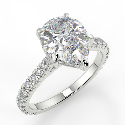 1.33 CT Pear Moissanite Hidden Halo Pave Setting Engagement Ring - farrellouise