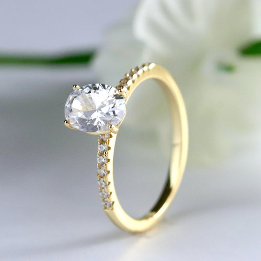 1.50 CT Oval Moissanite Pave Setting Engagement Ring - farrellouise