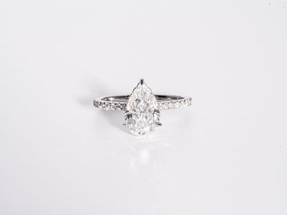 3.0 CT Pear Moissanite Hidden Halo Engagement Ring With Pave Setting - farrellouise