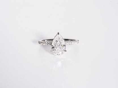 2.50 CT Pear Moissanite Hidden Halo Pave Setting Engagement Ring - farrellouise