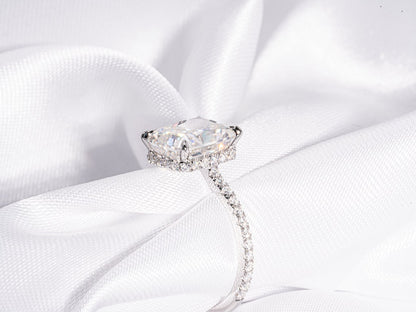 4.0 CT Radiant Moissanite Hidden Halo Engagement Ring With Pave Setting - farrellouise