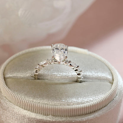 3.0 CT Pear Moissanite Pave Setting Engagement Ring - farrellouise