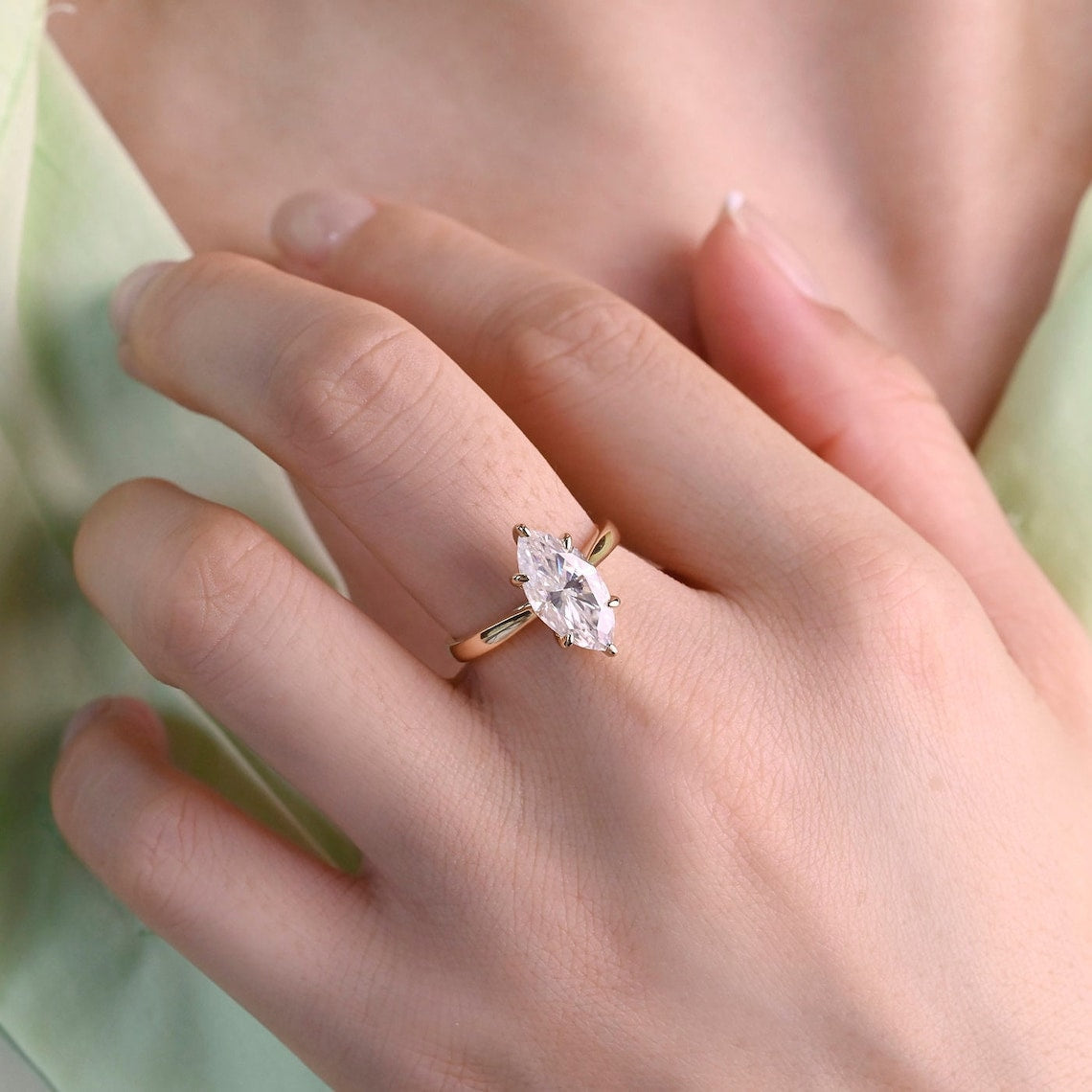 1.50 CT Marquise Moissanite Solitaire Engagement Ring - farrellouise