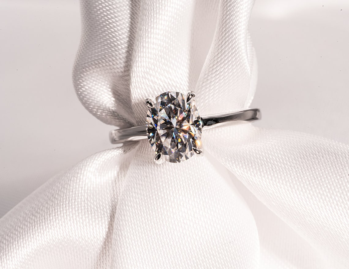 2.0 CT Oval Moissanite Solitaire Engagement Ring - farrellouise