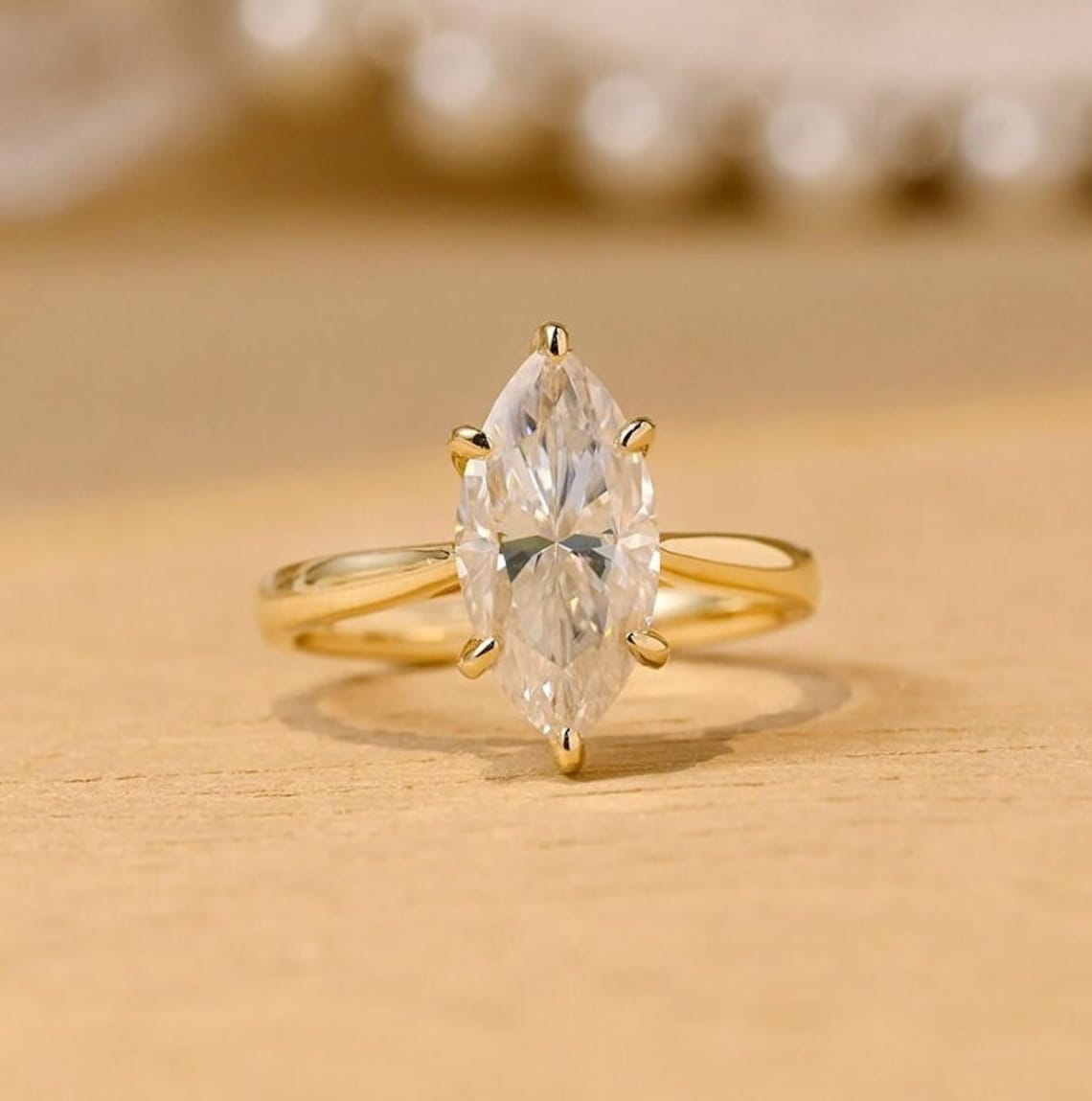 1.50 CT Marquise Moissanite Solitaire Engagement Ring - farrellouise