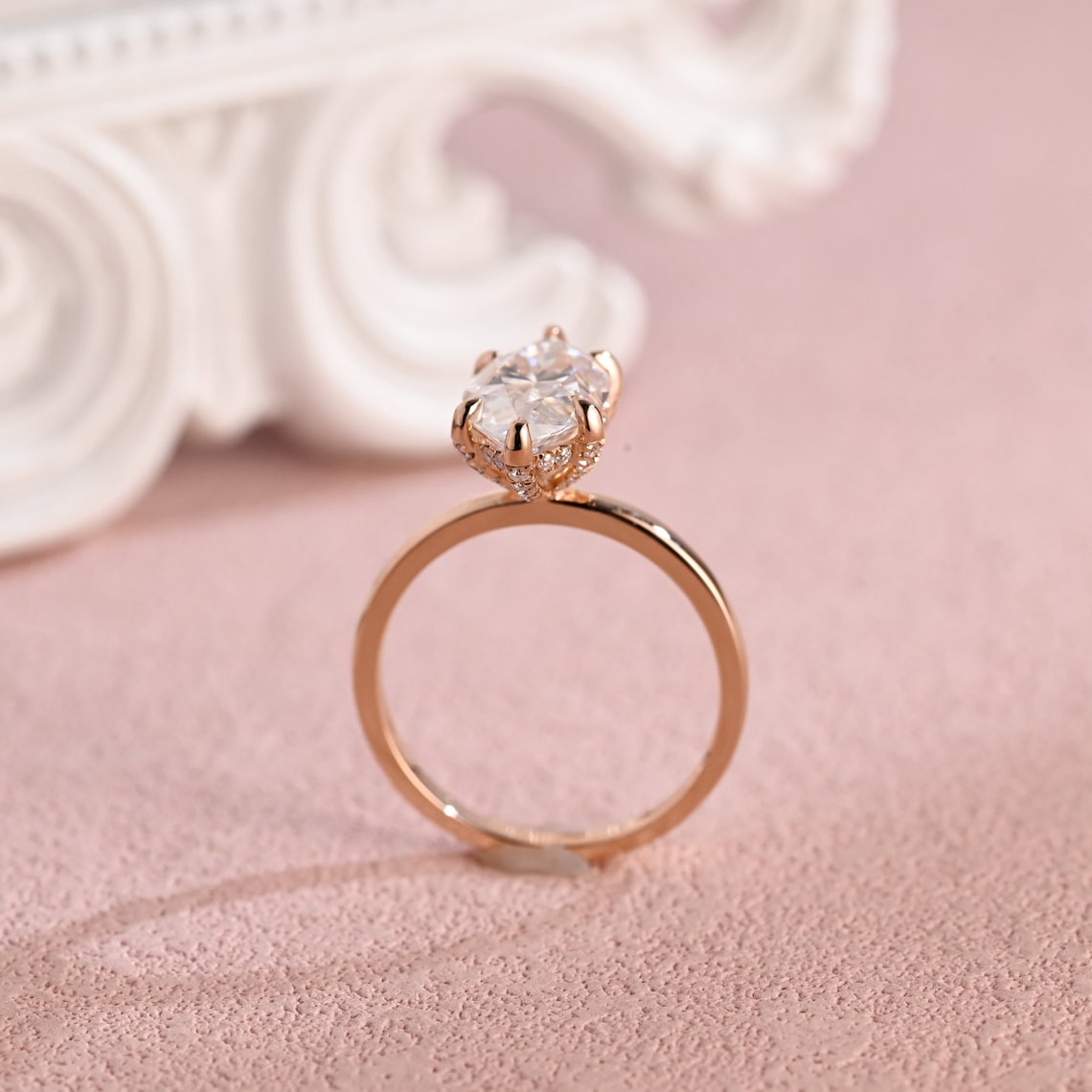 3.0 CT Marquise Moissanite Hidden Halo Engagement Ring - farrellouise