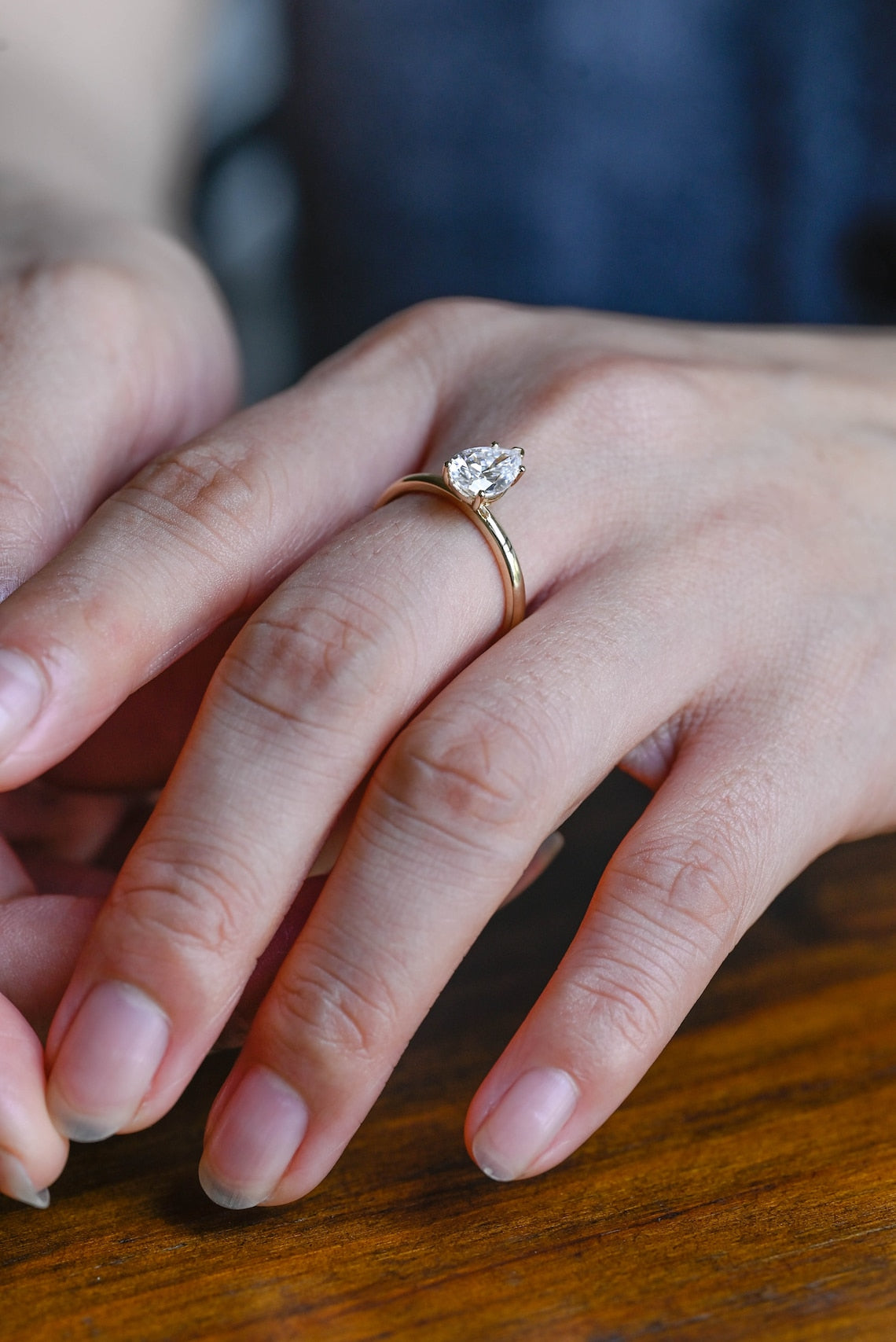 1.5 CT Pear Moissanite Solitaire Engagement Ring - farrellouise