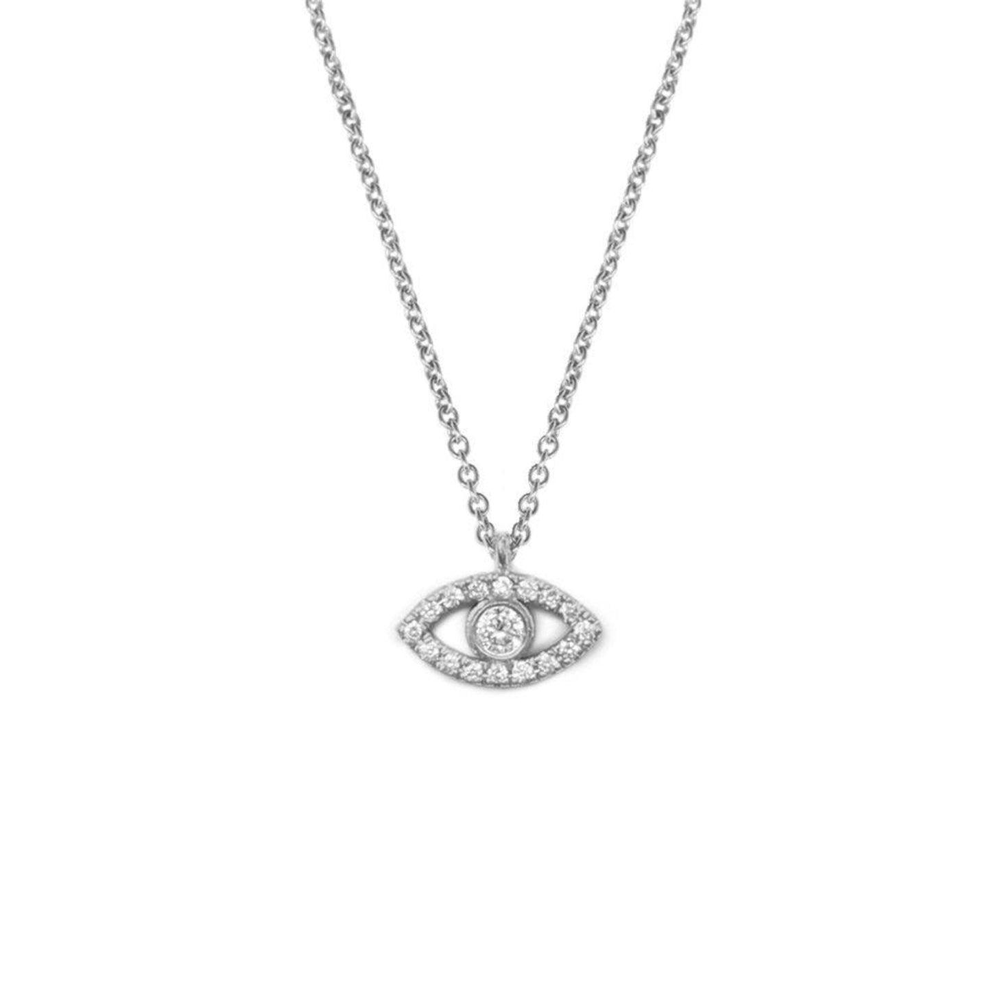 0.07 CT Round Shape Moissanite Evil Eye Necklace