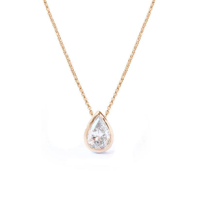 0.30 Carats Pear Shape Moissanite Bezel Setting Necklace