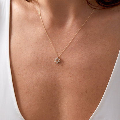 0.08 Carats Round Shape Moissanite Necklace With Star