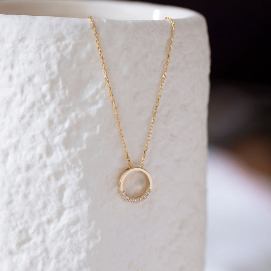 Circle 0.02 TCW Round Shape Moissanite Necklace