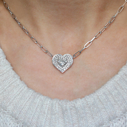 1.0 Carats Pear Cut Moissanite Halo Necklace