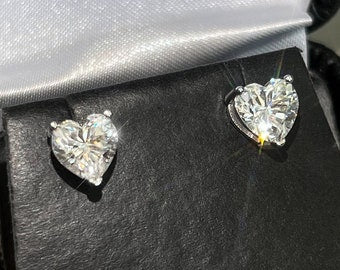 3.0 TCW Heart Cut Moissanite Solitaire Stud Earrings