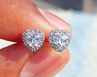 3.0 TCW Heart Cut Moissanite Solitaire Stud Earrings