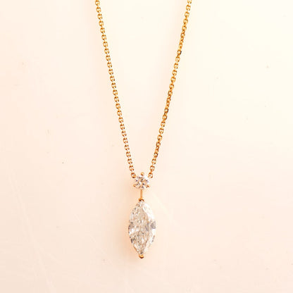 1.50 TCW Marquise & Round Shaped Moissanite Solitaire Necklace