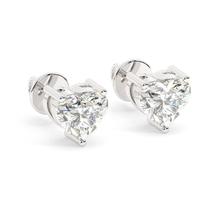 2.0 TCW Heart Cut Moissanite Solitaire Stud Earrings