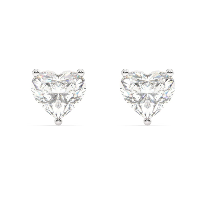 2.0 TCW Heart Cut Moissanite Solitaire Stud Earrings