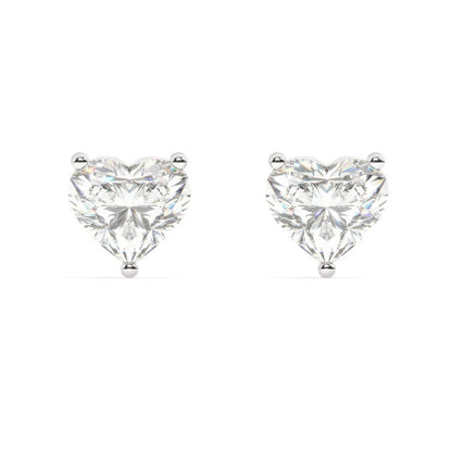 2.0 TCW Heart Cut Moissanite Solitaire Stud Earrings