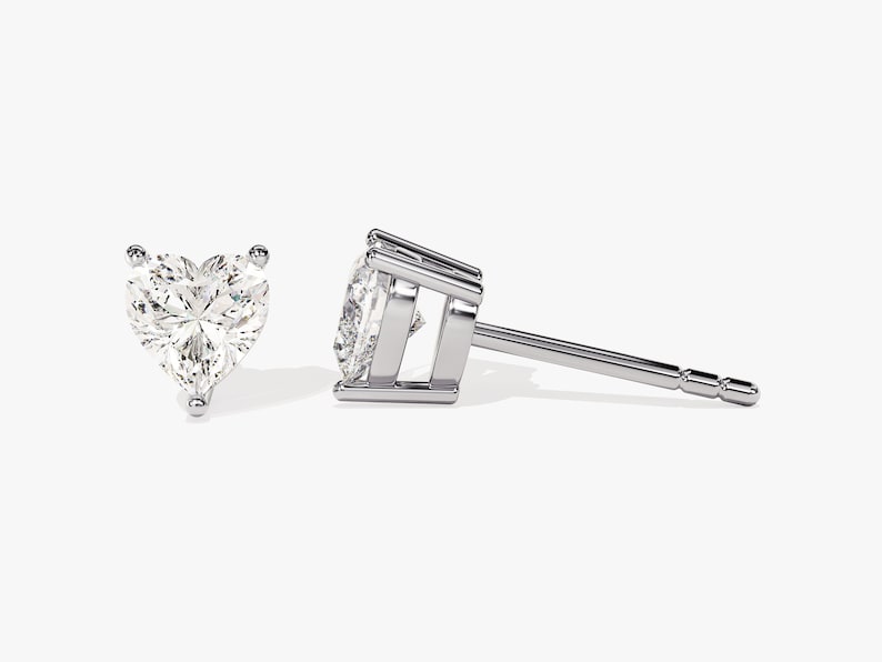 1.0 TCW  Heart Cut Moissanite Solitaire Stud Earrings